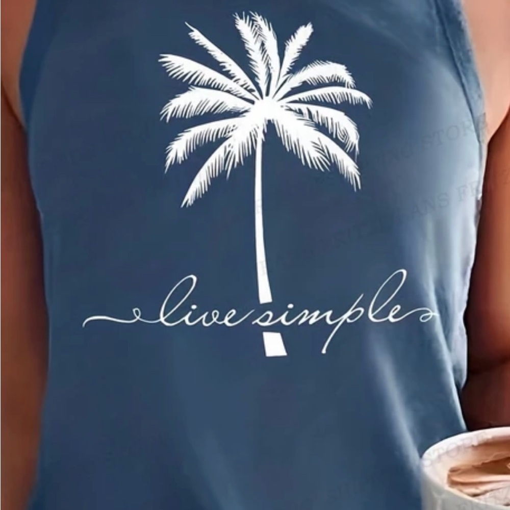 Live Simple Coconut tree tank top Size Large - Picture 4 of 10